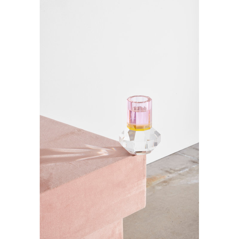 Chicago Tealight Candle Holder, Rose/Clear