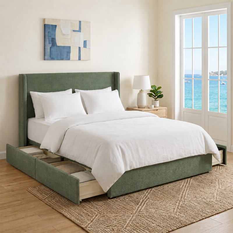 Lit plateforme tapissier Modern, Tortue, Grand