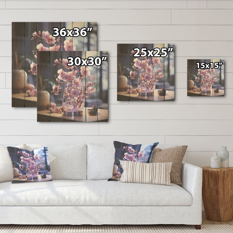 Harmony I - Violets, panneau mural sur bois de pin naturel, H 15 po x l 15 po