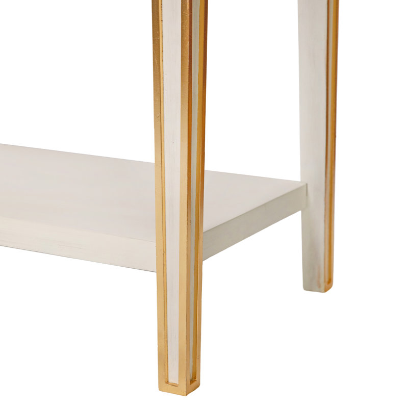 Lilly 72'' W Glass Console Table, Antique White