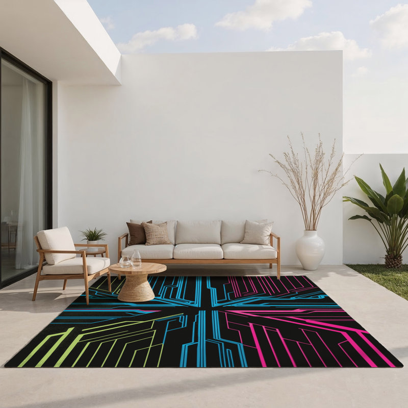 Tapis intérieur et extérieur Pixelated Prism, Rectangle 1 pi 6 po x 2 pi 6 po