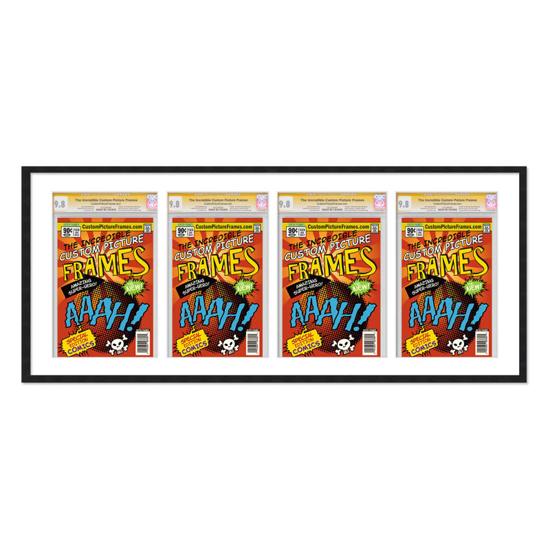 Wood Picture Frame with Mat, 8.125"x13", Black/White