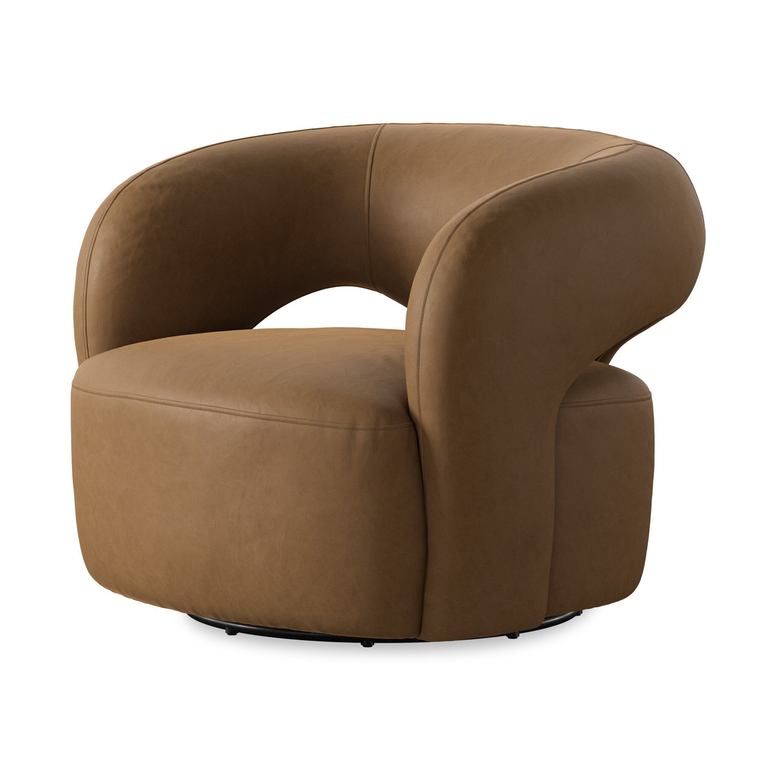 Novella Swivel Chair-Monte Olive, Maestro Camel Top Grain Leather