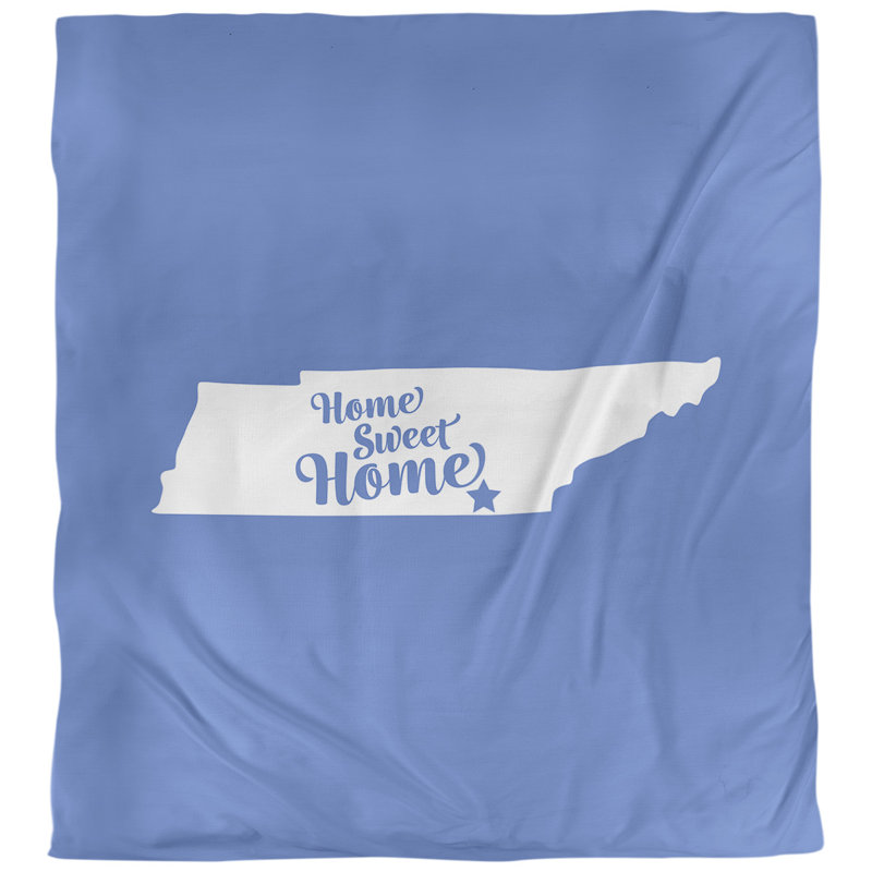 Housse de couette réversible simple Home Sweet Chattanooga, Microfibre, Housse de couette pour très grand lit, Bleu
