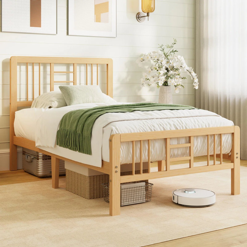 Perales Bamboo & Metal Platform Bed, Twin