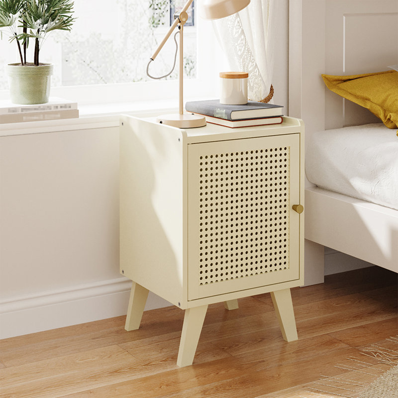 32 cm W Bedside Table, Cream