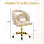 Chaise de bureau rembourrée en velours avec dossier creux-581452967
