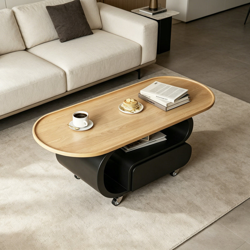 Table basse mobile Creativ, Brun, H 19,68 po x L 51,18 po x l 27,55 po, Noir