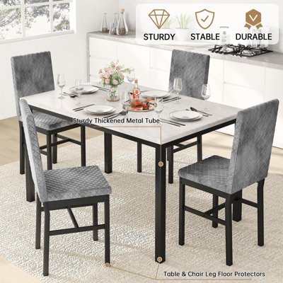 Elegant 5-Piece Beige & Grey Dining Table Set