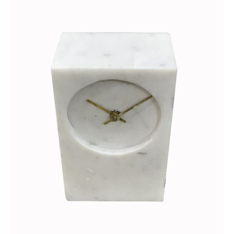Modern & Contemporary Mechanical Tabletop Clock in Marble/Gold