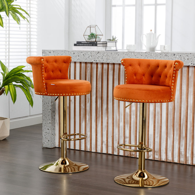 Tabouret pivotant à hauteur réglable Jenyiah, Orange