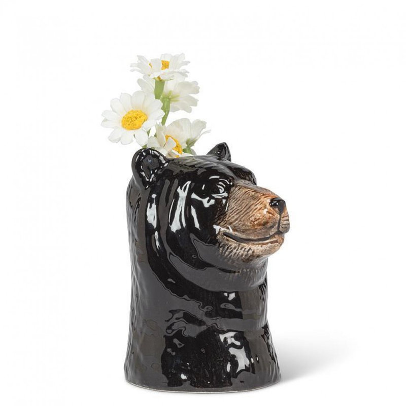 Black Bear Head Bud Vase