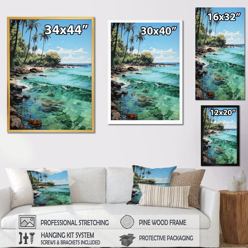 «Riehle Palm Trees Palms IV», reproduction d'art sur toile, H 20 po x l 12 po x P 1 po, Cadre photo argenté