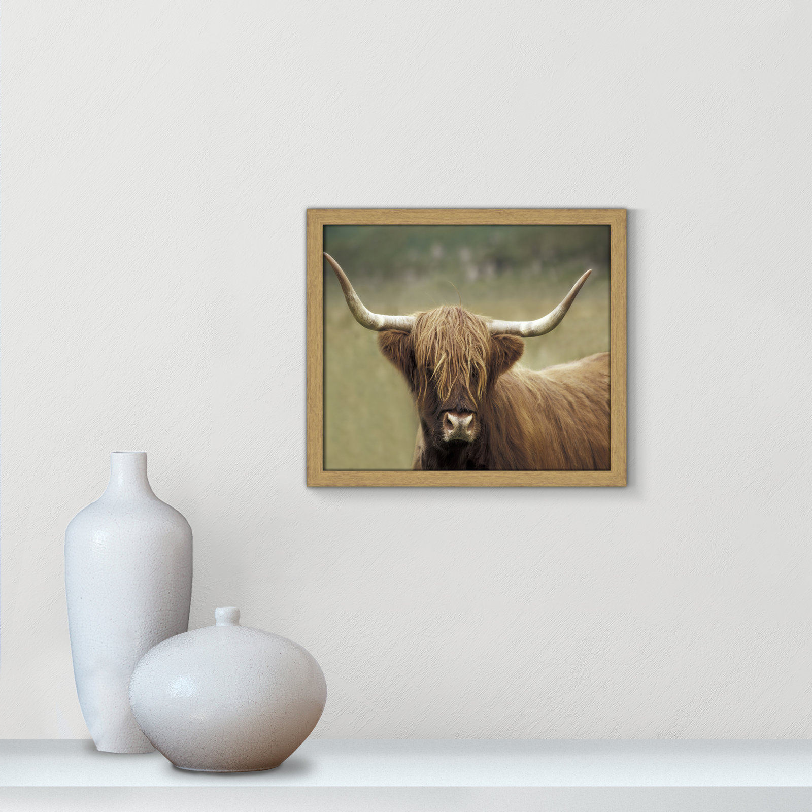 Frederic "Highland Afternoon" Print, 13" H x 15" W x 0.75" D, Natural Wood Grain Framed