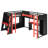 L-Shaped Wooden twin Size Gaming Bed Frame with RGB LED Lights, Dual twin Beds, USB Ports, TV Stand & Storage Shelves, Reversible Layout, Space-Saving Wood Loft Bed for Teens & Adults-Red-1727698559