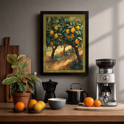 Golden Citrus Grove Botanical - Framed Print