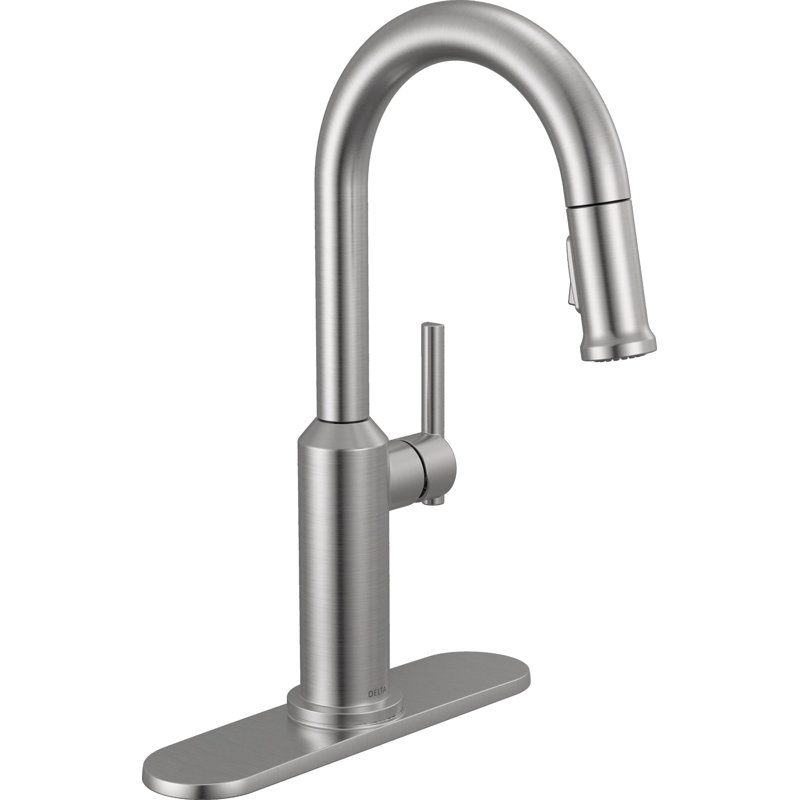Single Handle Pull-Down Bar/Prep Faucet, Lumicoat Arctic Stainless