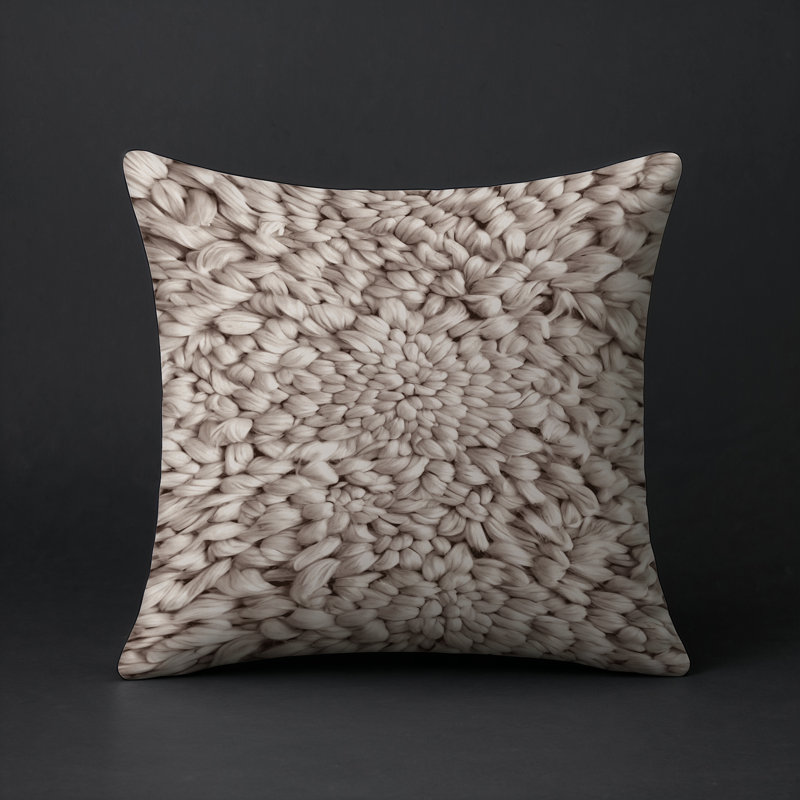 Coussin décoratif intérieur et extérieur Modern, Taupe / beige / ivoire géométrique 1, Carré 20 po
