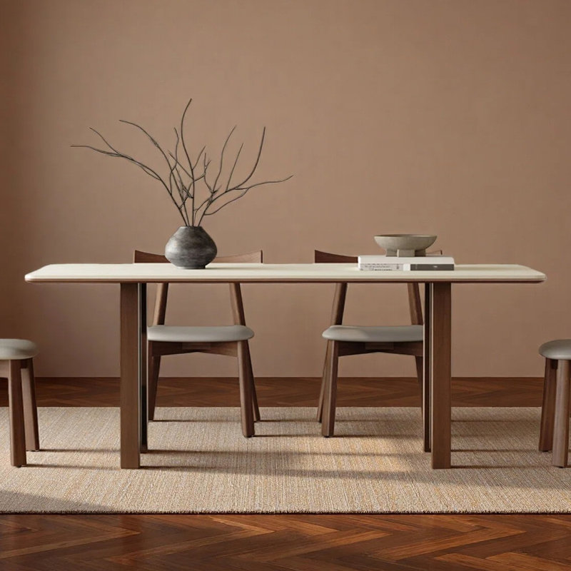 Swaffham Simple rectangular dining table, 7 Pieces: Table, 6 Chairs, 29.53" H x 78.74" W x 31.5" D