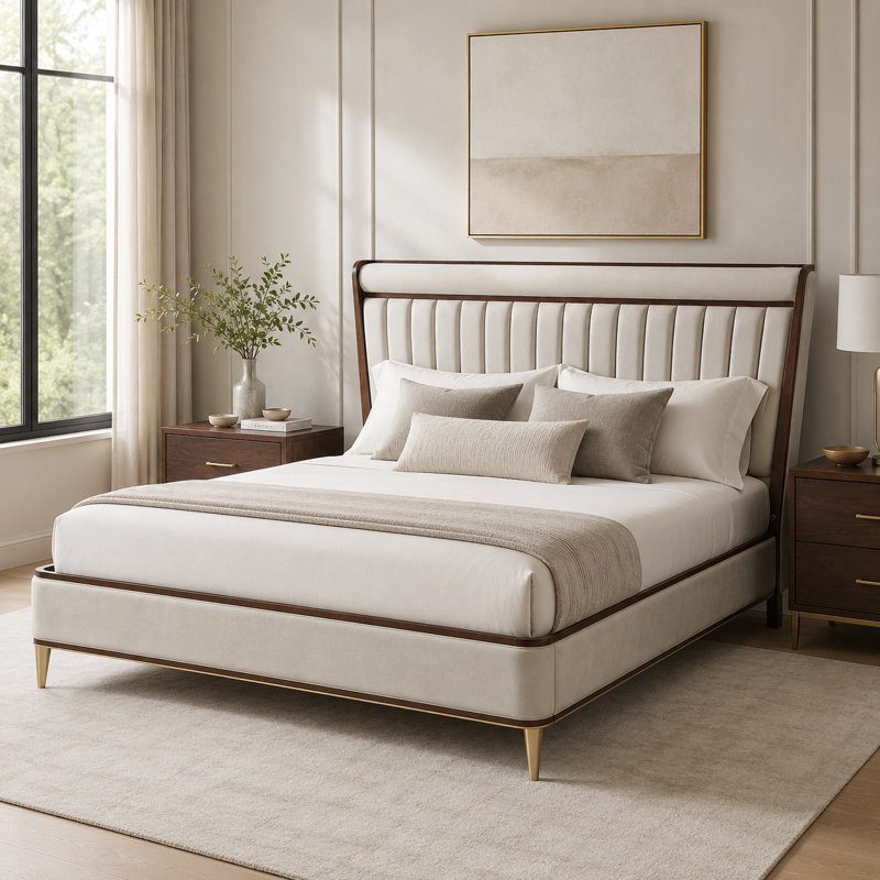 Houston Eastern King Channel Tufted Panel Bed - Walnut