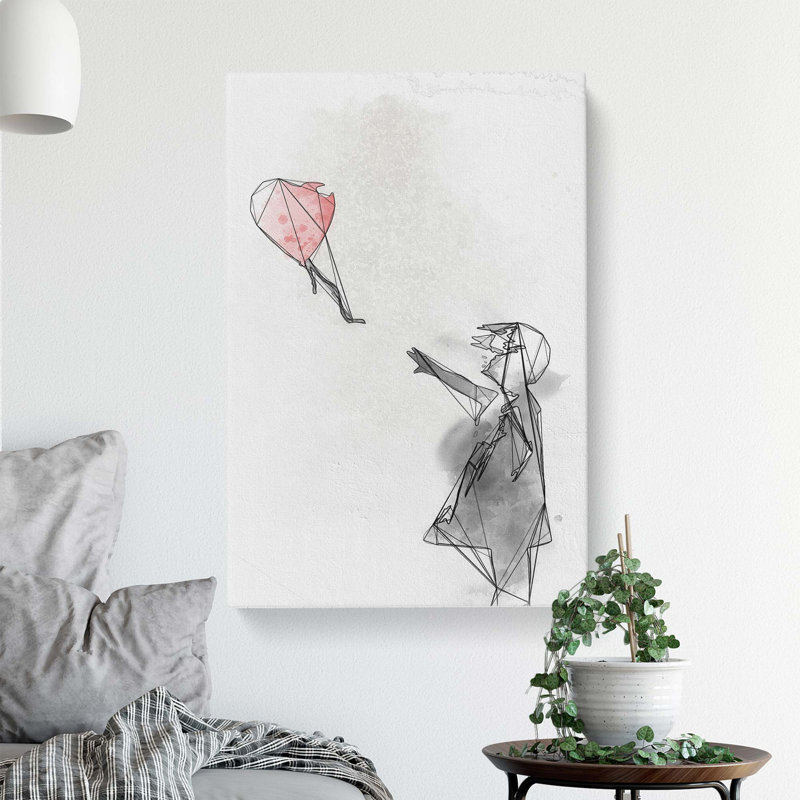 Red Balloon Girl in Abstract by Banksy - Wrapped Canvas, 60cm H x 40cm W x 3cm D