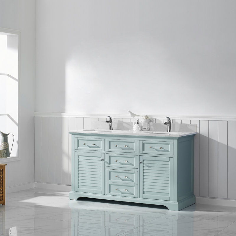 Ensemble de meuble-lavabo double 60 po Larry, Vert