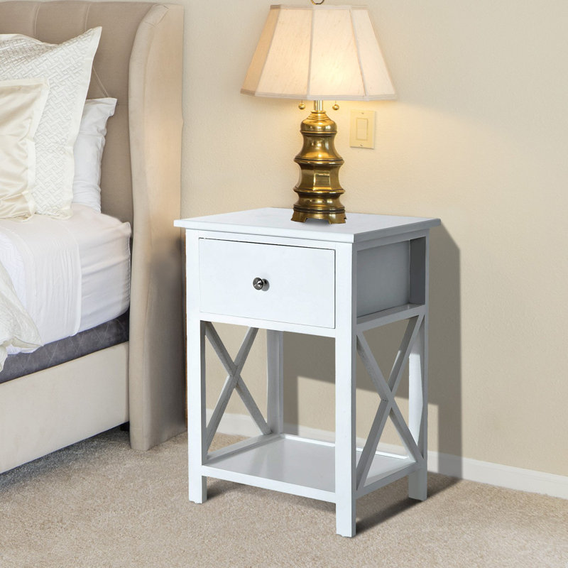 Dane End Table with Storage, White