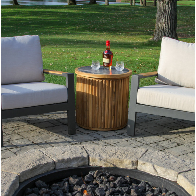 Estate Teak & Orobico Sintered Stone Accent Table