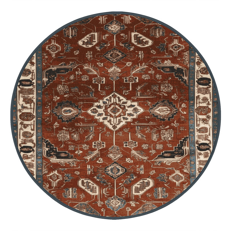 Tapis brun lavable à la machine, Rond 3 pi
