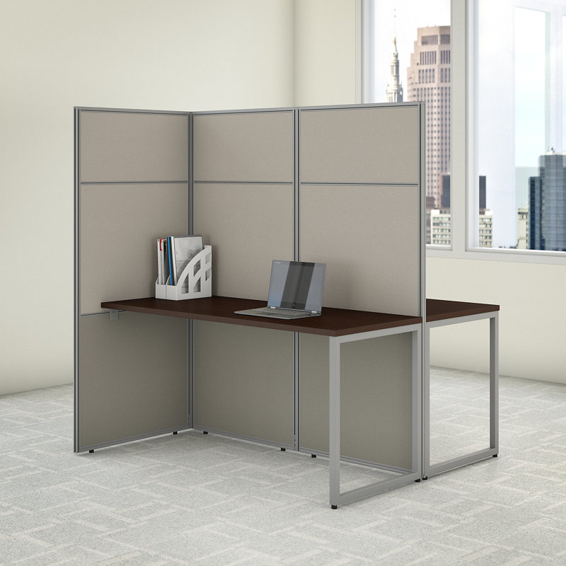 Poste de travail 2 personnes avec bureau Easy Office, Cerise mocha