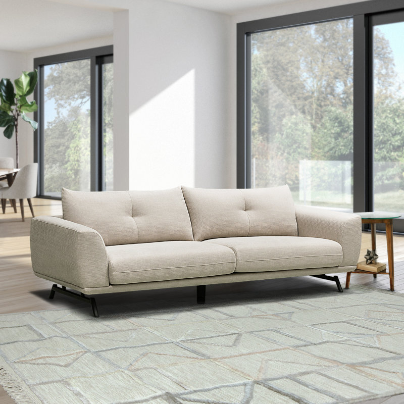 Aniye Upholstered 85'' Sofa, Cream Polyester