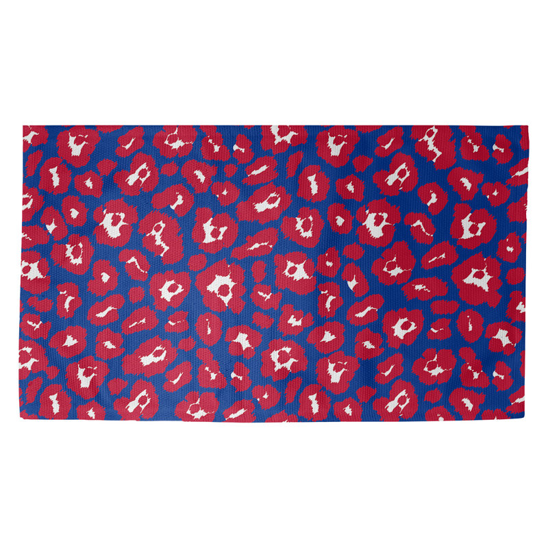 Tapis bleu / rouge à imprimé animal, Rectangle 2 pi x 3 pi