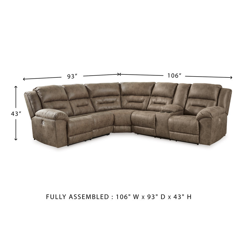 Jaydene Faux Leather Power Reclining L-Shaped Sectional, Left Hand Facing