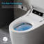 Toilette intelligente une pièce avec capteur de pied, buse autonettoyante, siège chauffant et télécommande, allongée