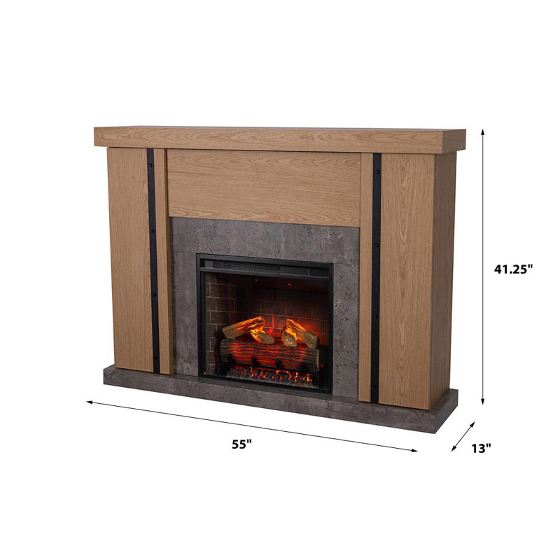 Country Living Graham 55 Inch Mantel Package 23 Inch Smart Electric Fireplace Insert Heater W/Remote