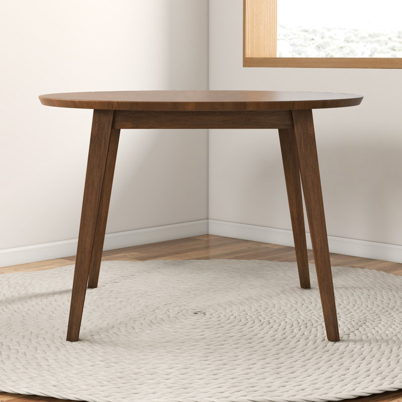 Bannie Round Solid Wood Base Dining Table, Walnut
