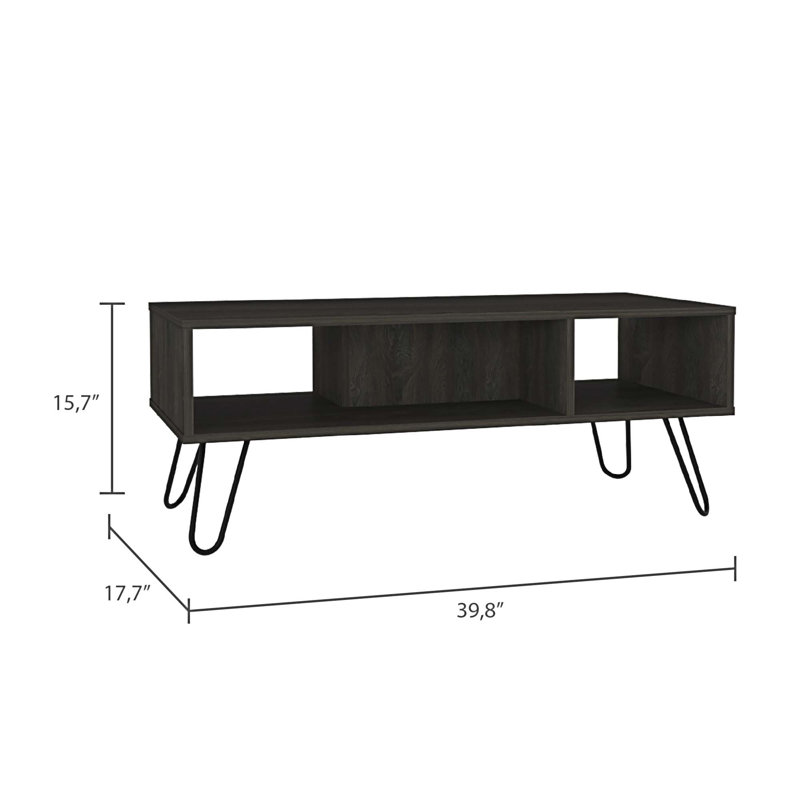 Table basse Vassel, H 17,7 po x l 39,8 po x P 17,7 po, Brun