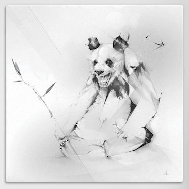 « bad panda », reproduction d’art sur toile tendue, H 12 po x l 12 po x P 0,75 po