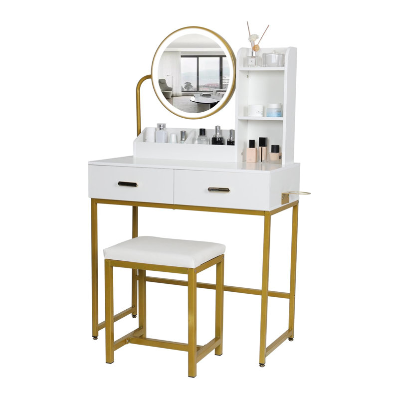 Dressing Table, White/Brown