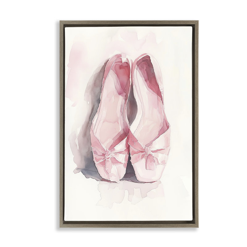Cadre flottant de chaussons de ballet Soft Blush, design par Ray Powers, Cadre flottant orme Montalcino, H 25 po x l 17 po