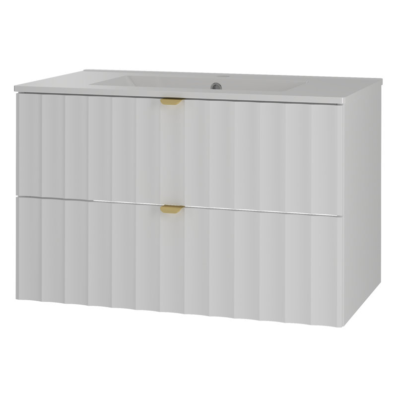Ahmid Wall Mounted Required Bathroom Storage Furniture Set, Grey