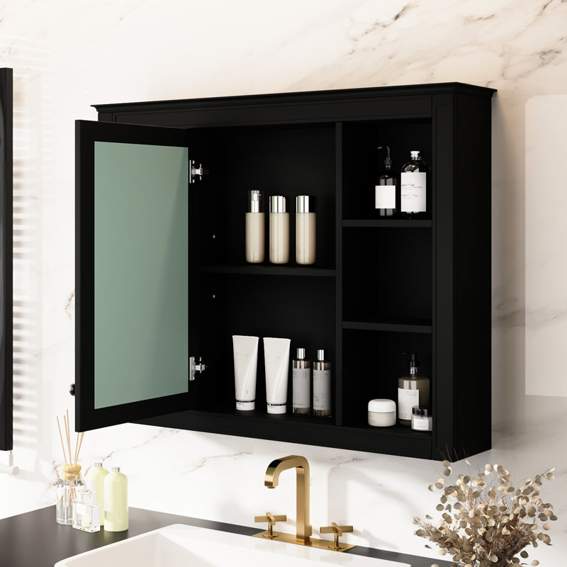 Armoire à miroir 35 po x 27,5 po pour salle de bain, design moderne, tablettes réglables, salle de bain 35 po x 27,5 po, peinte