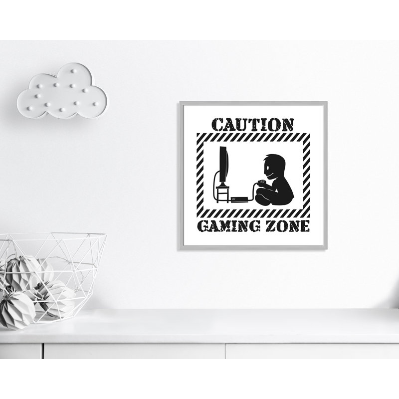 Impression sur papier Juvenile Gaming Gaming Zone Kids, H 27,5 po x l 27,5 po x P 1,19 po, Encadré de boîte argent