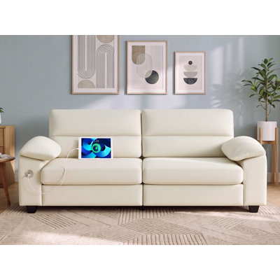 87" Oversized Loveseat Sofa with Built-in Fast Charging Ports, Extra-Deep Seating Chenille Couch