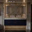Meuble-lavabo mural de 60 po avec armoire en bois massif Melora, comptoir en pierre naturelle, tiroirs à fermeture en douceur et éclairage de designer DEL Melora-1251430807