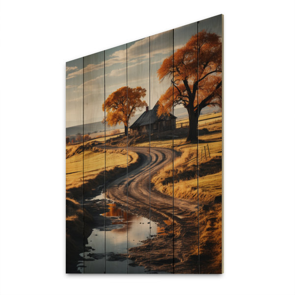Dovecove Orange Farm Autumn Landscape V On Wood Print | Wayfair