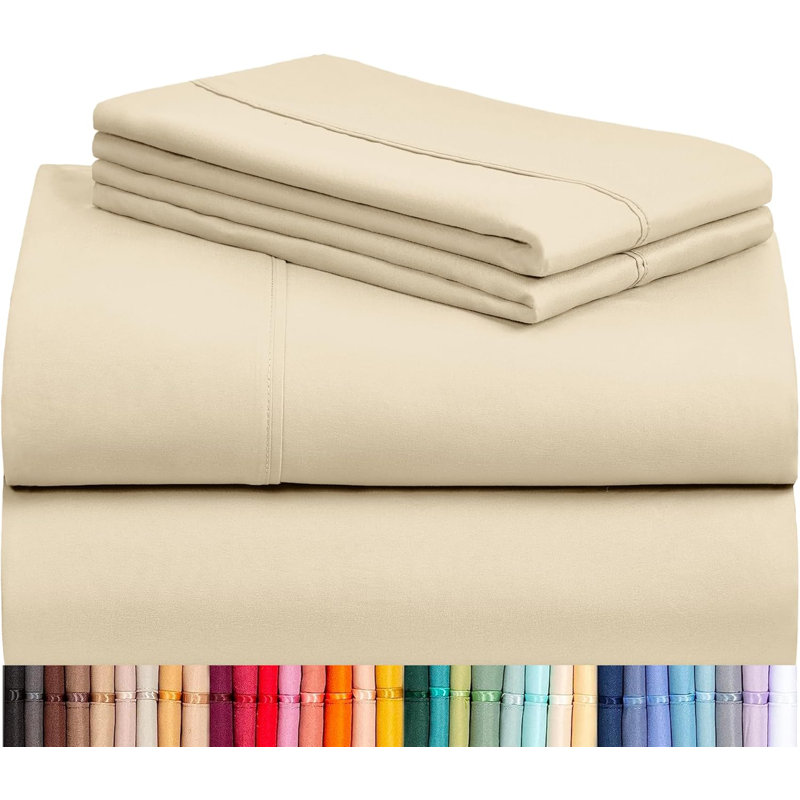 Luxclub 4 PC Cream California King Silky Soft Cooling Extra Deep Pocket Performance Sheet Set, Cream