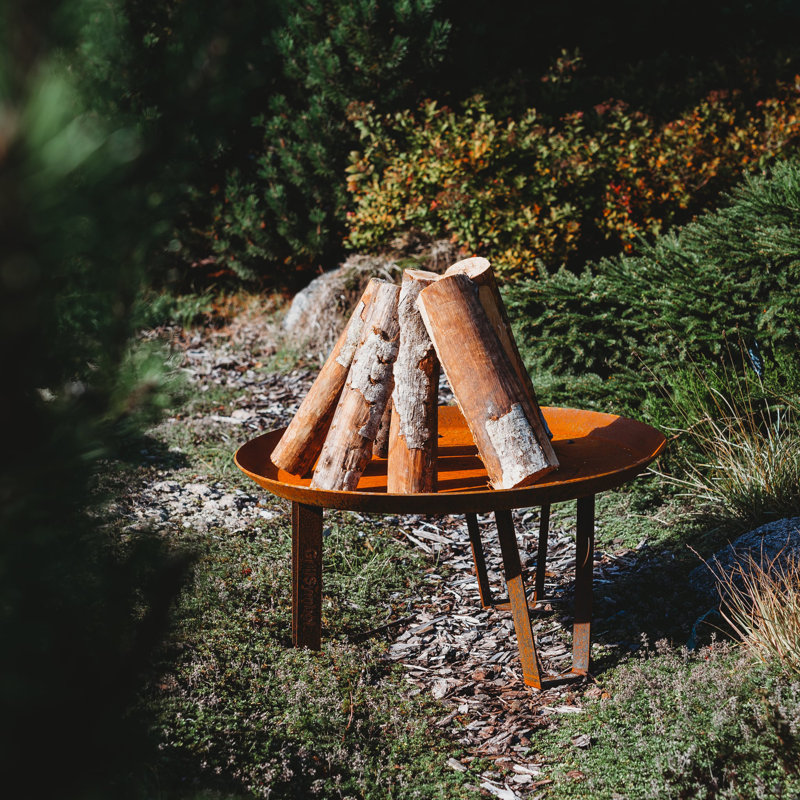 Round Steel Wood Burning Smokeless Fire Pit, 35cm H x 72cm W x 72cm D