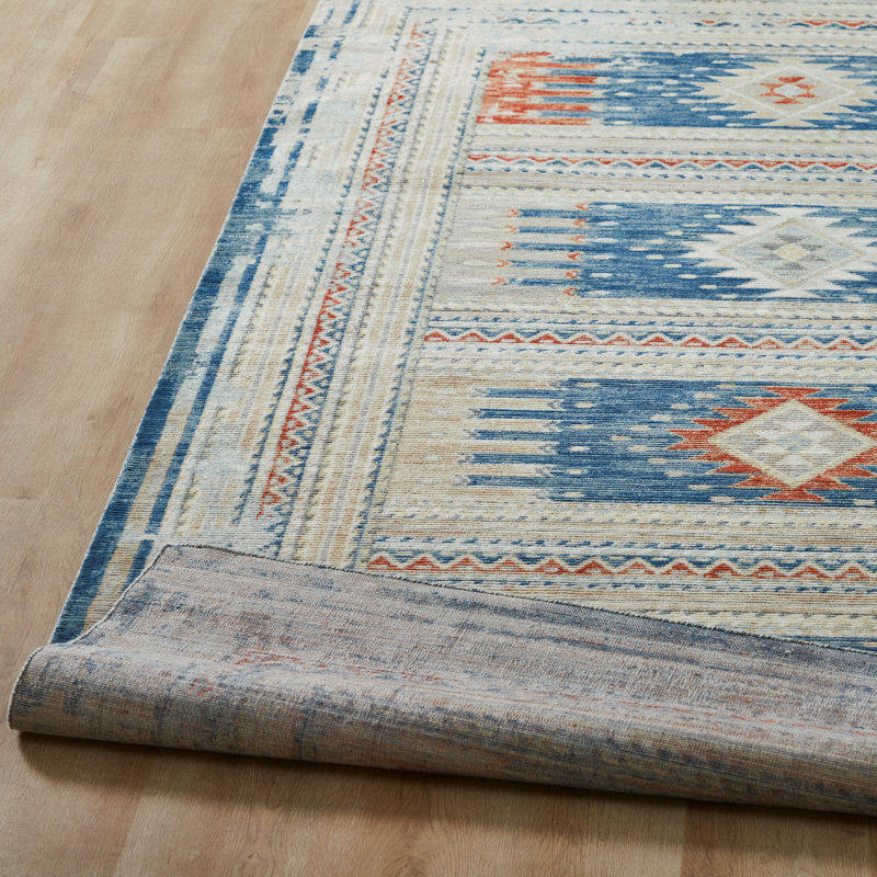 Sundance Mesa Canyon Ikat Blue Wool Hand Crafted Area Rug, Rectangle 7'6" x 9'6"