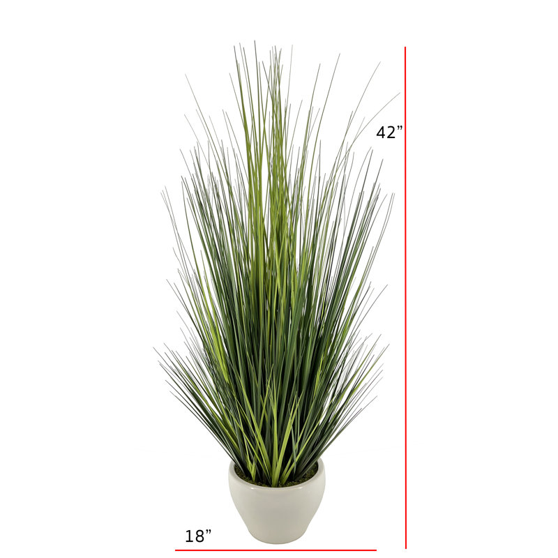 Herbe à feuillage artificiel en pot, Blanc